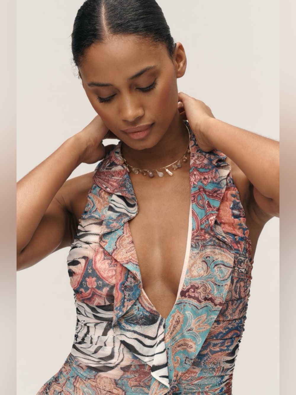AFRM Multicolor Backless Ruffled Mini Dress - Picture 3 of 7
